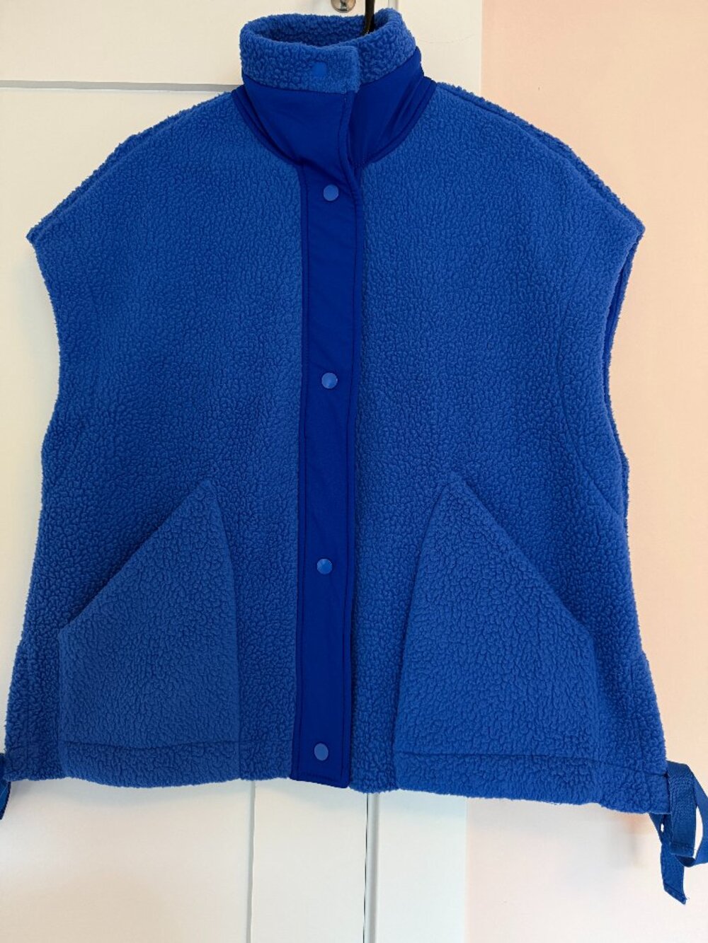 Sherpa Fleece Vest Blue S Relaxed Fit